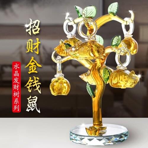 6 Hangs Pendant Gold Crystal Glass Tree Chirstmas Tree Hanging Ornaments Miniature Figurine Home Decorations Figurines Crafts Gi
