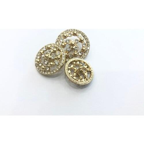 6pcs Retro Rhinestones Diamond Decor Metal Gold BEE Pink Blue Pearl Buttons for Clothing Coat Cardigan Sweater Sew Needlework