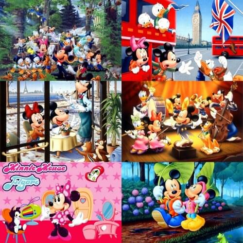 Disney Anime Diamond Painting Full Round Diamond Mosaic Mickey Minnie Donald Duck Embroidery Cross Stitch Kits Home Decoration