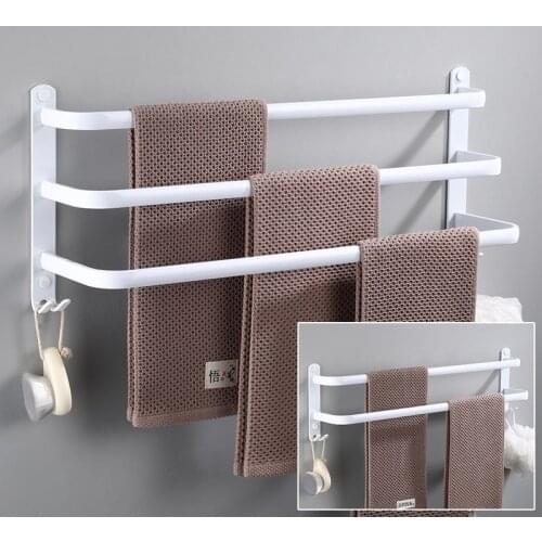 White space aluminum towel rack towel bar toilet multi-layer hanging pole hanging towel rack hanging pole bath towel rack