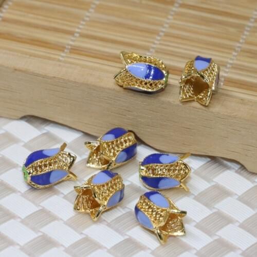 9*12mm gold-color flower cloisonne vintage elegant accessories spacers beads high quality fashion 5pcs jewelry making B2386