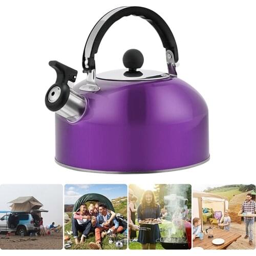 3L Whistling Kettle Stainless Steel Tea Pot Anti-scald Handle for Electric Stove Gas Hobs Camping Hiking Cooking Campfire BBQ