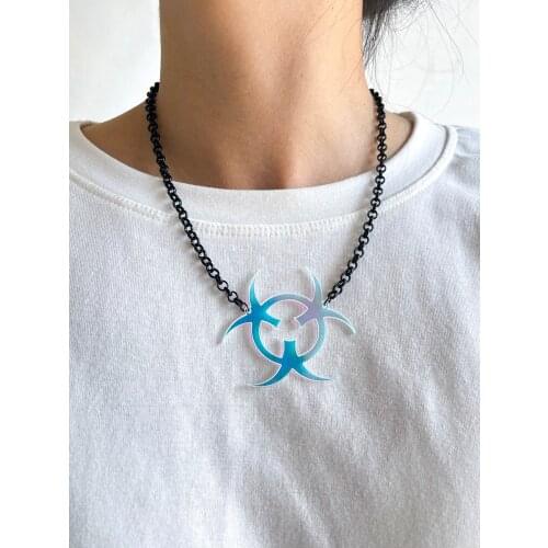 Stillgirl Punk Black Chain Plague Pendant Necklace for Couple Hip Pop Funny Female Male Around Neck Jewelry Gift Free Shipping