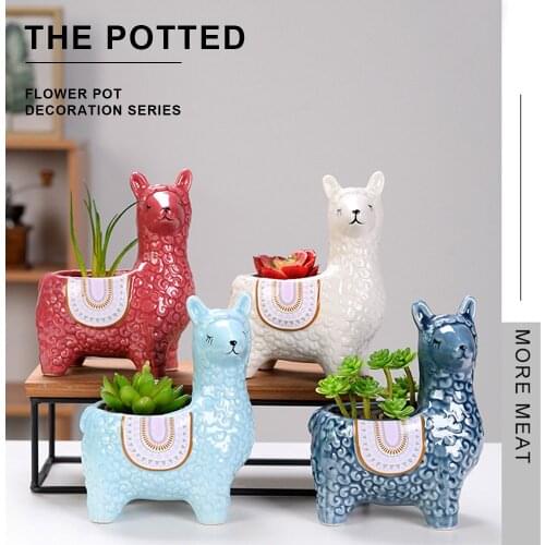 CreativeAlpaca Succulent Flower Pot Desktop Placed Potted Container Decoration Gift Balcony Plant Ceramic Creative Decorativos
