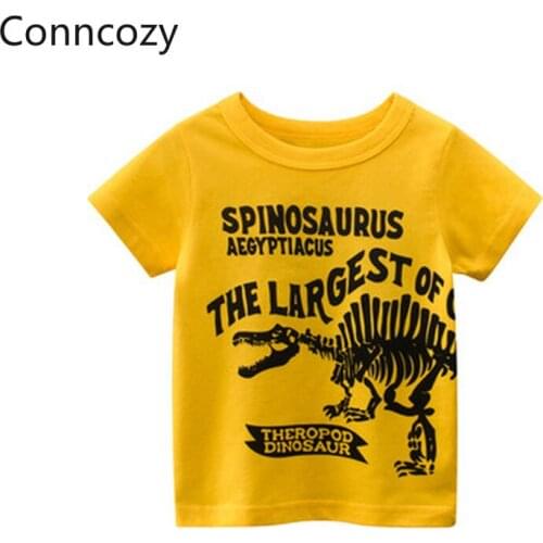 Childrens Dinosaur Letters T Shirt Boys Short Sleeve Tops Summer Toddler Clothing Boys' T-shirt Baby Car Cotton T-Shirts Kids