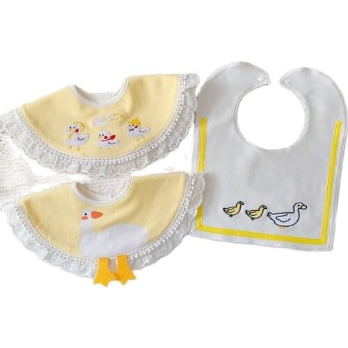 Newborn Baby Embroidery Bibs Infant Girls And Boys Fashion Handsome Cotton Anti-spitting Snack Feeding Burp Cloths Korean Kids