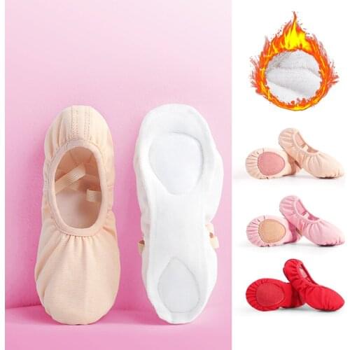 Children Kids Warm Canvas Dance Shoes Girls Women Gymnastics Fitness Dance Slippers Autumn Winter Ballet Slippers