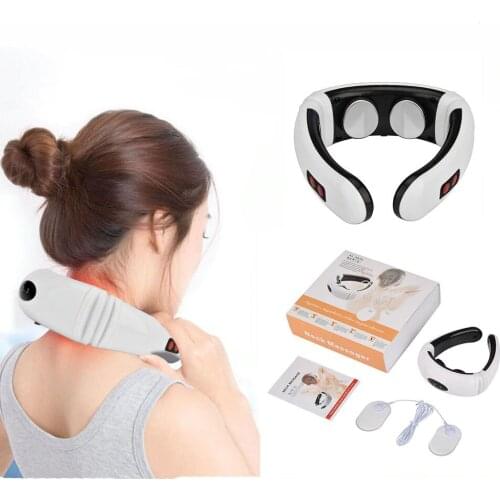 Electric Neck Massager Pulse Back 6 Modes Power Control Far Infrared Heating Pain Relief Cervical Physiotherapy Rechargeable