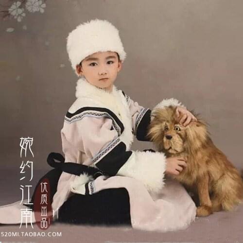 Prince Duoji Minority Group Tibetan Ethnic Costume for boys hanfu costume for photography or Childrens Day or stage clothing