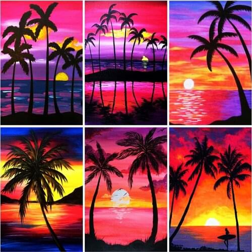 Evershine Diamond Embroidery Tree 5D DIY Diamond Painting Seaside Landscape Cross Stitch Mosaic Home Decoration