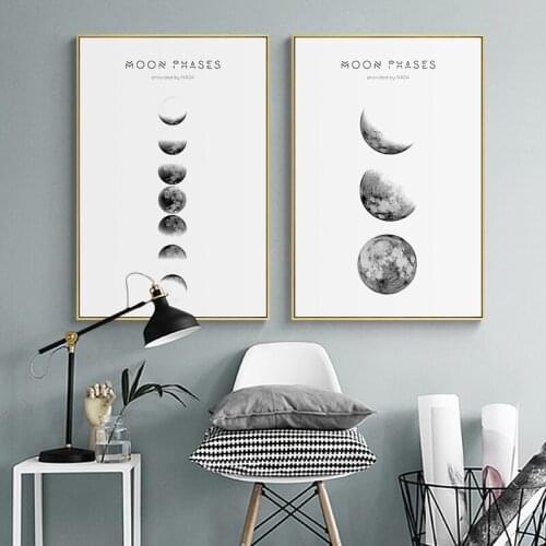 PôSter De Luna Minimalista, Arte Da Parede, Fase Da Lua, Tela Com ImpressõEs, Pintura Abstrata, Imagens De DecoraçãO NóRdica, De