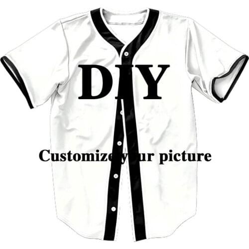 NADANBAO Customize 3D Printing T-shirts Diy Fashion Button Cardigan For Women/Men DIY Shorts Sleeves Baseball Uniform Custom