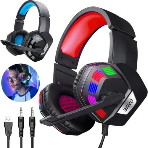 RGB Gaming Headset Stereo Surround Headphone 3.5MM Wired Built-in Microphone Support Noise Reduction for PS4 Laptop for Xbox One