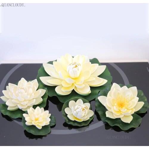 Artificial Beige Lotus Leaf leaves ponds flowers Water Lily Floating Pool home garden swimming Plants Wedding decoration D24