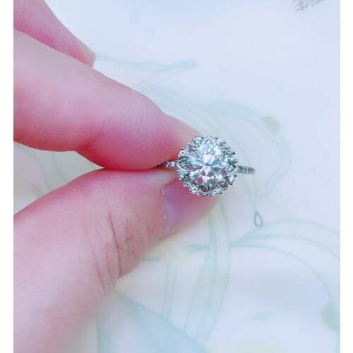 Jewelry Dazzling 925 Silver Moissanite Ring for Engagement 1.2 Ct IF Grade Moissanite Silver Ring Best Gift for Girl