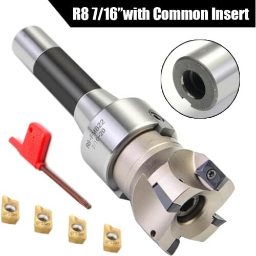 1Set 90 Degree R8 FMB22 Straight Shank Arbor Face End Mill Cutter 4pcs APMT1604 Carbide Inserts Turning Tool
