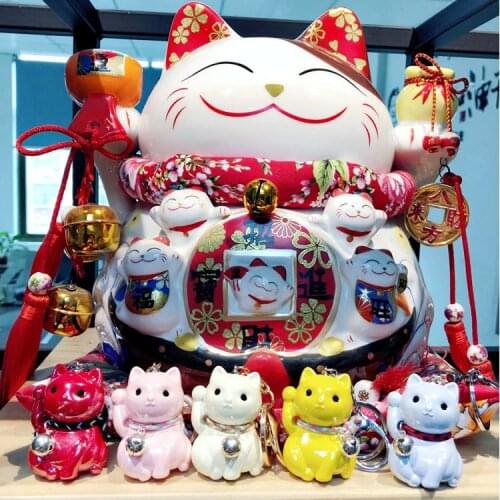 Korea Cute Lucky Cat Keychain Creative Personality Acrylic Cat Bag Key Chain Bag Pendant