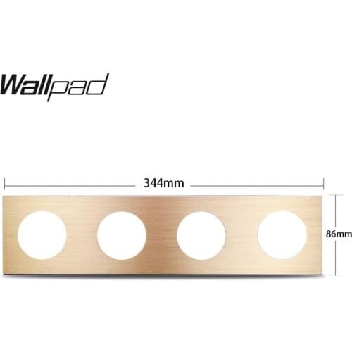 L6 DIY Quadruple 4 Frame Gold Panel Brushed Aluminum For Wall Switch Socket Metal Plate Free Combination, 344*86mm