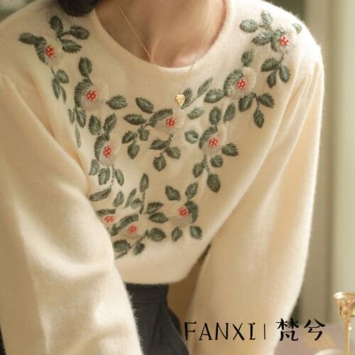 Korobov Autumn Winter Flower Embroidery Sweet Pullovers Japanese O Neck Long Sleeve Korean Sweaters Vintage Elegant Sueter Mujer