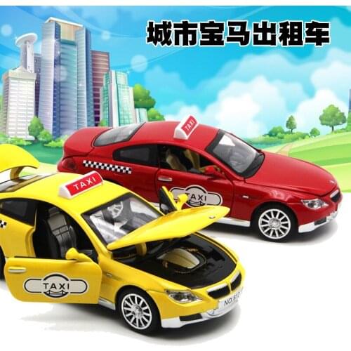1:32 high simulation M6 taxi model alloy car with sound and light music back to open the door toys for children gifts
