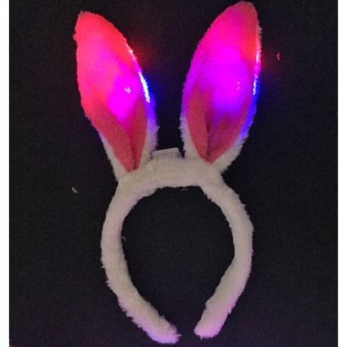 Fashion Flashing Bunny Ears Headdress Head Hair Band Hoop LED Light Luminous Rabbit Ears Kids Birthday Christmas Gift Supplies