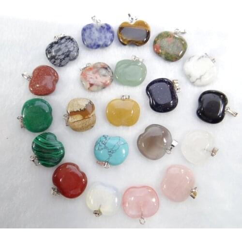 Natural stone Turquoises Quartz Crystal lapis Opal tiger eye Apple pendant for diy Jewelry making necklace Accessories50pcs