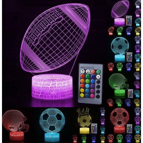 Novelty Lighting Night Light Rugby Sport Ball Colorful USB LED Lamp For Boy Kids Christmas Birthday Gifts Home Bedroom Decor D30