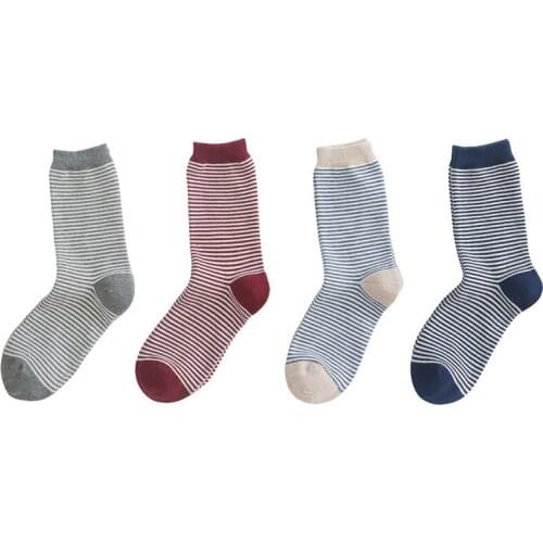 4 Pairs 2021 Autumn Winter Cute Striped Socks Women Fashion Kawaii Candy Color Socks Meias Cotton Thick Warm Long Funny Socks