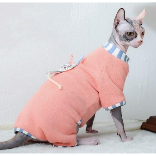 New Autumn Winter Pink Sphynx Cat Clothes Fleece Warm Vest For Hairless Cat Clothes Classic Puppy Pet Cats Clothes Dog Sweater