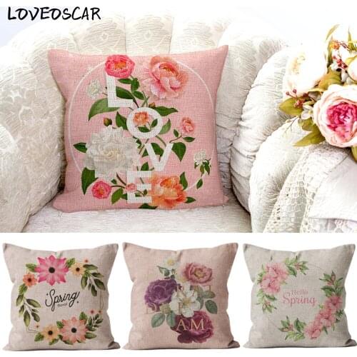 Mothers Day Gift Pink Wreath Flower Decorative Pillow Case For Sofa Elegant Macrame Terrace Garden Cushion Cover Spring Decor