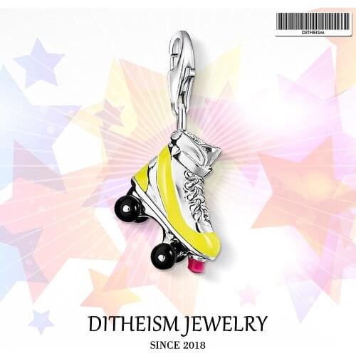 Roller Skates Charms Pendant,2018 Fashion Jewelry 925 Sterling Silver Sporty Gift For Women Men Boy Girls Fit Bracelet Necklace
