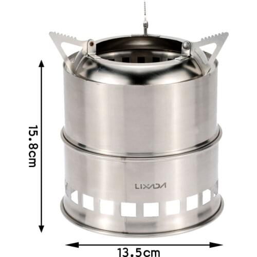 Lixada Brazier Portable Wood Stove Stainless Steel Lightweight Wood Stove Alcohol Stove Burner Outdoor Cooking Picnic Camping