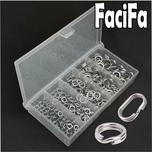 200 pcs Stainless Steel Split Ring 5mm to 9mm with Box Heavy Duty Fishing Double Ring Connector Fishing