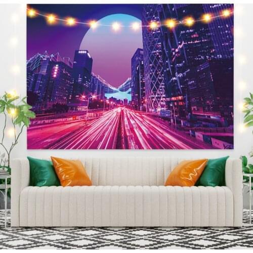 Mix Color City Scenery Tapestry Vintage Exotic Summer Plant Nature Frame for Bedroom Photography Wall Decor
