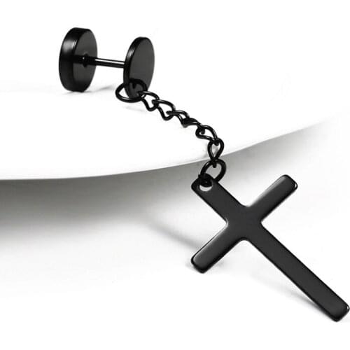 Punk stainless steel non allergic Earrings mens and womens Gothic Cross Street pop hip hop rock Earrings perforated jewelry