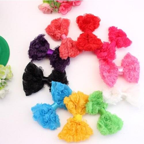 11mixed colors Ribbon Hairbow Girls little hair top clip Chiffon Bow tie for baby girls Headband accessories