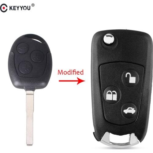 KEYYOU 10pcs/lot Replacemant 3 Button Flip Folding Car Key Shell Remote Fob Cover Case For Ford Focus Mondeo Festiva KA