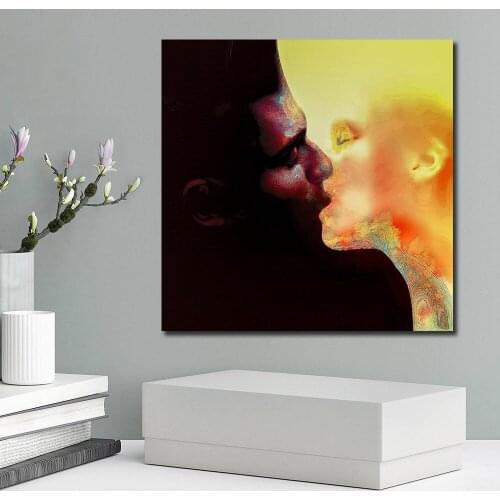 Modern Colorful Kiss Wall Art Picture Printed Canvas Oil Painting On Prints Drop shipping Cheap Posters Prints For Living Room
