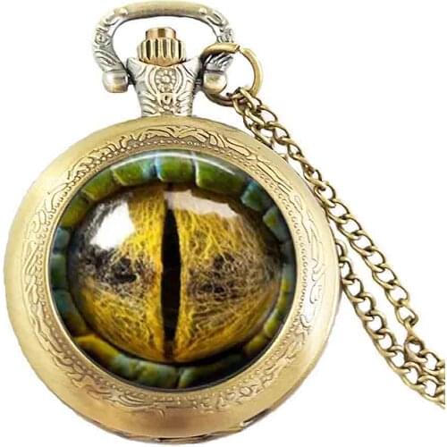 Steampunk Mix Dragon Eye pocket watch Necklaces personality cat eyes colorful photo eye pendant necklaces for women jewelry