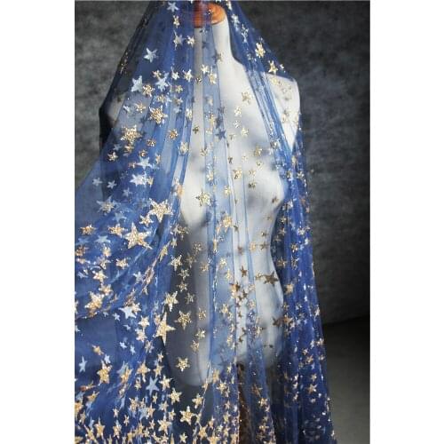 Encrypted sequins hot stamping gauze Sea star flashing fabric,background decoration wedding dress design fabric,130cm*50cm/pcs