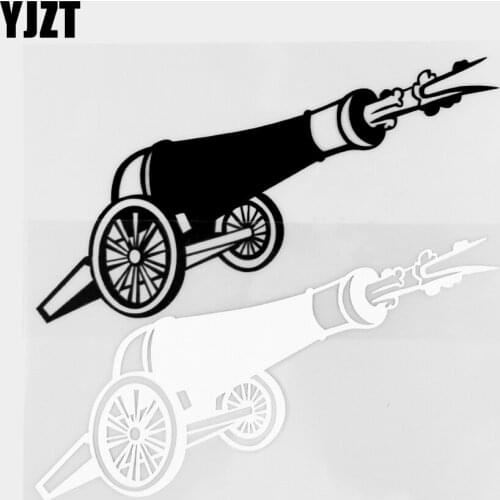 YJZT 10.1×15.8CM Creative Personalized Car Sticker Classic Weapon Cannon Vinyl Decal Art Decoration Black / Silver 20C-0495