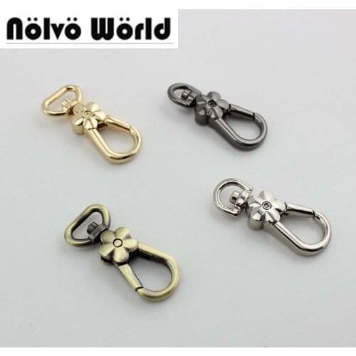 50pcs 4colors 9mm 13mm trigger snap Flower hook clasp clip swivel dog leash hook bags handbags adjusted strap hooks