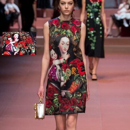 98*130CM/pcs The kingdom of love digital painting jacquard tapestry satin fabric for dress tissu au meter bright cloth DIY