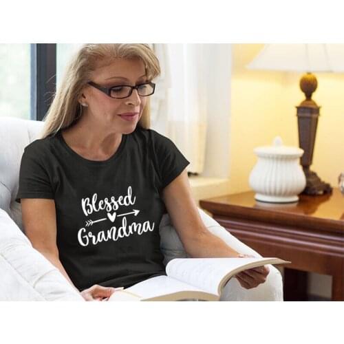 Blessed Grandma Shirt Funny Cute Graphic Tees Women Letter Print T-Shirt Casual Short Sleeve Tops Gift for Grandma