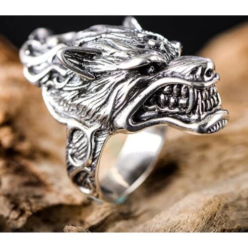 925 Sterling Silver Mens Biker wolf head Ring Rings Jewelry size 7-12 A3950