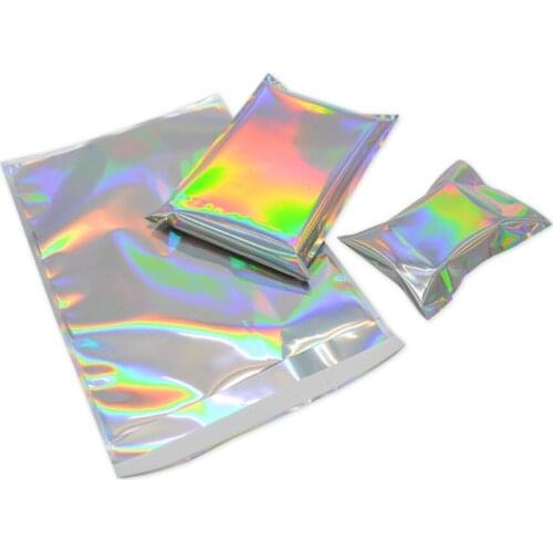 100pcs Laser Color Aluminized Film Self-adhesive Bag Birthday Pouch Jewelry Packing Shipping Mailing Bags For Gifts