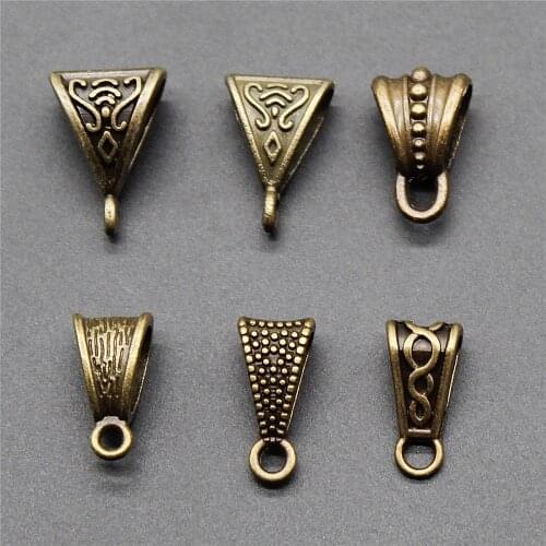 20pcs Bail Beads Connector Charm Antique Bronze Color Bail Beads Pendant Charms Connector Bail Beads Making Jewelry Fingdings