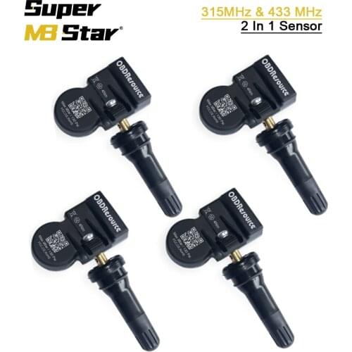 4Pcs Universal Car Tyre Pressure TPMS Sensor 315/433 MHz 2 In 1 Cloneable OBDResource S1 work with T1 T2 Tire Repair