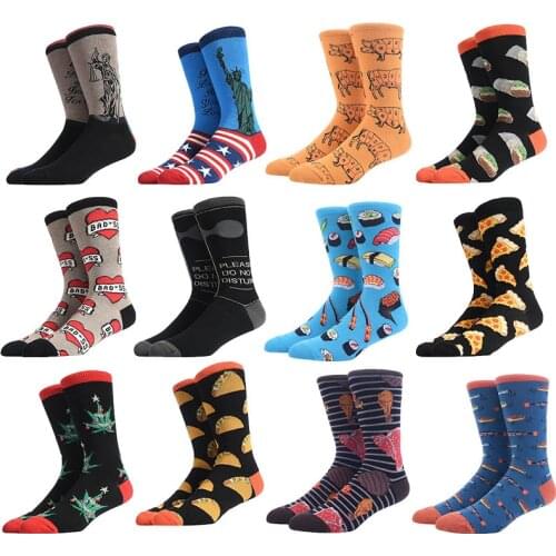 5 Pairs/lot Personality Funny Anime Socks Cartoon Happy Men Novelty Socks High Quality Stitching Pattern Cotton Crew Skarpety