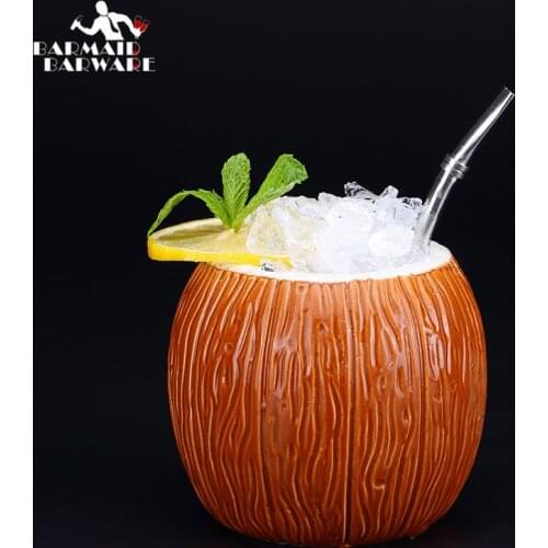 520ml Coconut Shape Hawaii Tiki Mugs Ceramic Mug Mug For Gifts Cups And Mugs Cocktail Cup